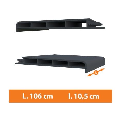Direct Fenêtres – Appui fenêtre PVC gris anthracite 106 cm – Protection contre intempéries – Profil à clipser et visser – Pour fenêtres 1 et 2 vantaux
