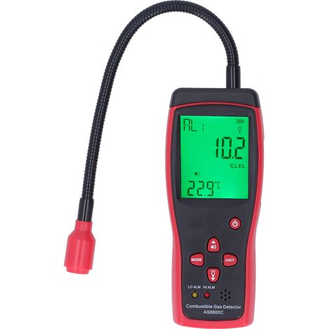 Détecteur de gaz combustible AS8800C à affichage numérique, sans pile, sonde de fuite portable pour sécurité domestique et industrielle (1/5)