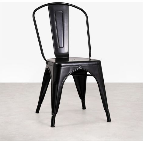 ORION91oficial® - Silla Acero BETA NegroMate Apilable (85x43x45 cm) Estilo Industrial, Convertible a Taburete, Comedor, Hostelería, Oficina, Salón, Teletrabajo, Cocina - spaziOrion91 - Pack x6 (1/5)