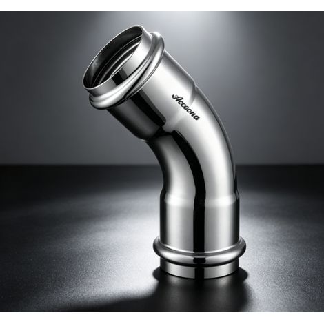 Raccord coude 45 degrés à double sertissage égal en acier inoxydable 304 lot de 2 pièces accessoire tuyau résistant à la corrosion pour eau potable plomberie ingénierie des eaux (1/5)