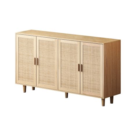 Armoire de rangement rotin 4 portes 158 cm pour salon chambre (1/5)