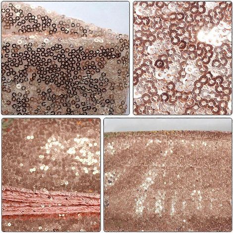 nappe rose brodée pour protéger votre table de mariage (nappe à sequins). (1/5)