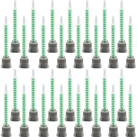 30 embouts de mélange statiques - Embout de mélange pour colle 2K - 1:1 - Tube mélangeur - Embouts de mélange - Colle plastique - Mélangeur statique pour colle plastique - Colle Bidir (1/4)