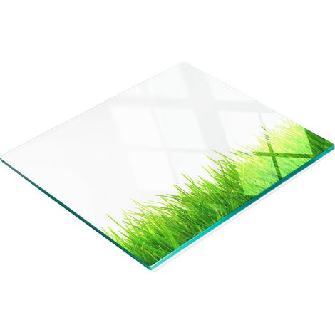 Vassoio decorativo in vetro con grafica a tema erba per servire snack, 60x52 cm (1/5)