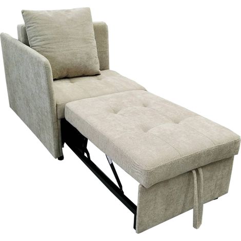 3-in-1-Schlafsofa aus beigem Leinen mit verstellbarer Rückenlehne, 177 x 68 x 65 cm (1/5)