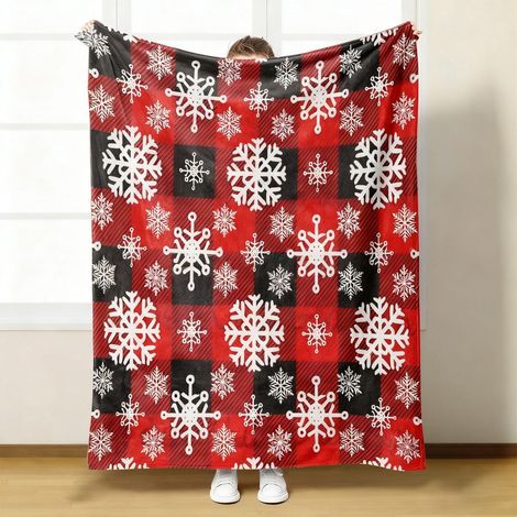 Plaid De Noël - Flanelle En Polyester - Motif Flocon De Neige - 75 X 100 Cm - Pour Canapé Lit Intérieur Extérieur - 1 Pièce (1/5)