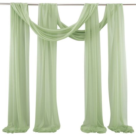 Rideaux Pour Arche De Mariage - Tissu Extensible Infroissable - Vert - 75 X 300 Cm / 75 X 400 Cm / 70 X 600 Cm - Lot De 2 (1/5)