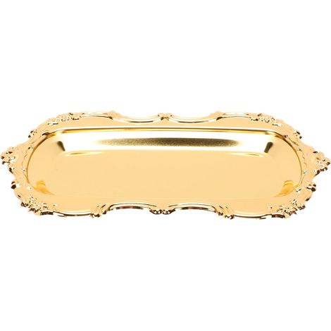 Plateau à bijoux de style européen rectangulaire, multifonctionnel, style antique, doré. (1/5)