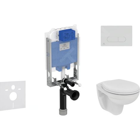 Ideal Standard ProSys - Ensemble pour WC suspendu, cuvette et abattant Eurovit, Plaque de déclenchement Oleas M1, Rimless, SoftClose, chrome ProSys80M SP126