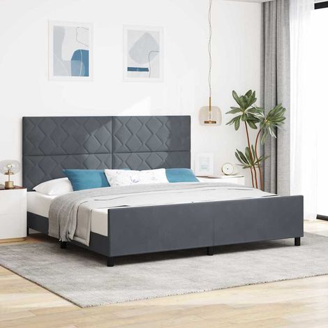 Cama tipo Box Spring Gris oscuro 200 x 200 cm Terciopelo (1/5)