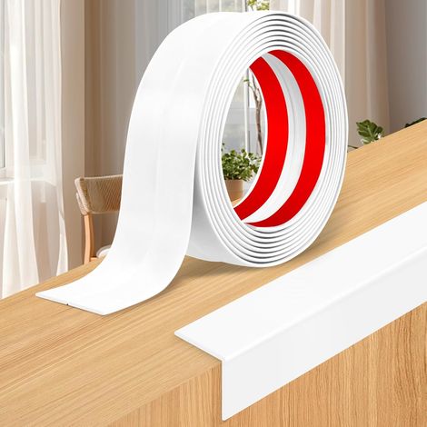 Baguette d’Angle PVC Cornière Moulure Murale Autocollante Protection Profilé Souple pour bordure de carrelage Plafond (2cm×3m) (1/5)