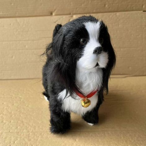 Jouet chien robot interactif électronique en peluche chiot avec contrôle sonore marche et aboiement musique et commande tactile - Noir (1/5)