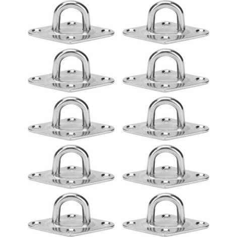 Crochet de Fixation Murale de Plafond Robuste Anchor Pad Eye Plate Acier Inoxydable 304 M5 5mm 3/16" (10 pièces) (1/4)