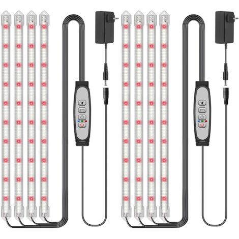 2 Packs 4 Barres Lampe pour plantes LED, Sunlike Lampe Horticole 480 LED, Lampe Croissance avec minuterie Auto ON/Off 6/12/18H, 3 modes d'éclairage, Lampes de culture d'intérieur
