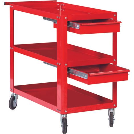 Carrello porta utensili officina 3 piani e 2 cassetti rosso GR05-D DERBY (1/2)