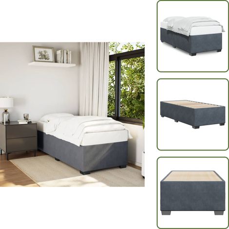 Bettgestell ohne Matratze Dunkelgrau 90x200 cm Samt - Samtbett - Doppelbett - Boxspringbetten - Bettkasten - Schlafzimmermöbel