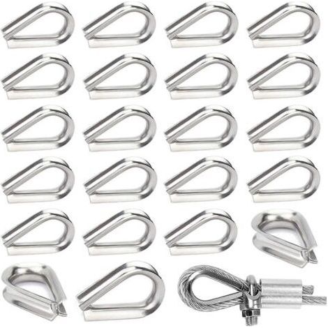 30 Pièces M6 Cosses de Câble Métallique en Acier Inoxydable 304 Cosse Coeur pour Cable Acier pour Câble Métallique 6mm (1/5)