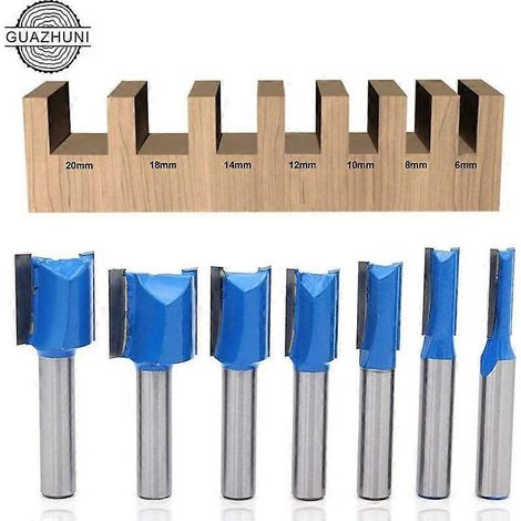 Blaue Guazhuni-Holzfräser, 7 Stück, 8 mm Durchmesser, zum Reinigen und Hobeln. Durchmesser: 6/8/10/12/14/18/20 mm.