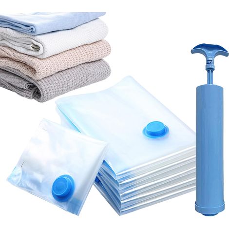 Sacs De Compression Pour Voyage Avec Pompe - 10 Pièces Kit Portable Réutilisable Avec Pompe - Sacs Sous Vide Pour Emballage De Voyage,Pour Rangement Vêtements Couvertures Valise Sac À Dos (1/5)