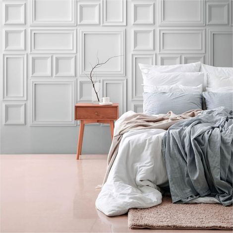Sfondo fotografico Profhome 398211 Carta da parati TNT goffrata a caldo liscia 3D opaca bianco grigio 1,59 m x 2,8 m (1/4)