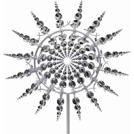 Moulin à vent métallique 3D unique et magique, sculpture dynamique alimentée par le vent, rotor éolien solaire en métal pour pelouse. (1/5)