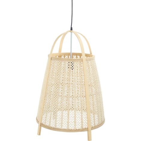Suspension design chic en lin et bambou naturel - Crème naturel (1/5)