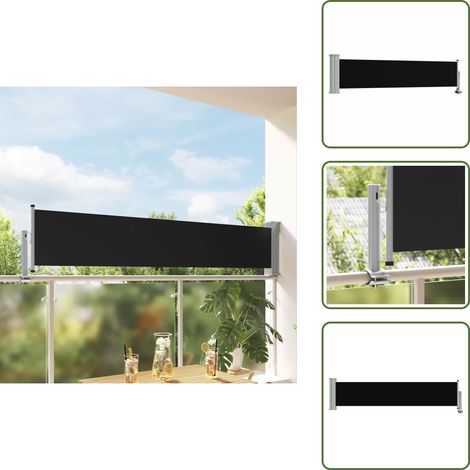 Auvent latéral rétractable de patio 60x300 cm Noir - Store Latéral - Parasol - Voile D'ombrage - Protection Solaire - Intimité (1/5)
