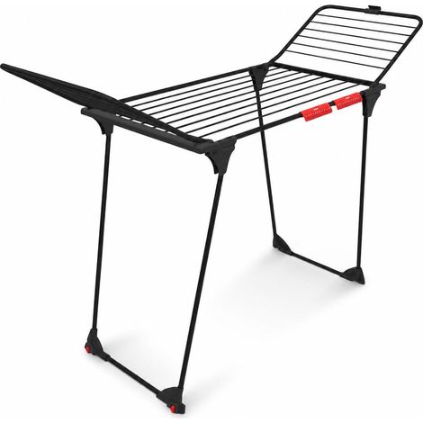 Vileda® Tendedero XXL with Extra Thick Rods, 20m Folding Clothesline for 2 Loads, Black Matte Aluminum Drying Rack, Stable with Wheels for Easy Transport, CE Certified.