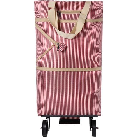 Chariot - Chariot de courses - Chariot de courses pliable - Chariot à roulettes - Petit chariot - Chariot pliable - Chariot de courses - Rouge - Oxford - Tissu rouge (1/5)
