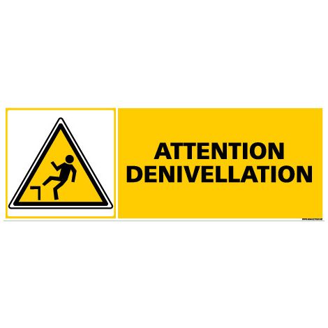 Panneau ATTENTION DENIVELLATION (C0276) - Adhésif - 210 x 75 mm