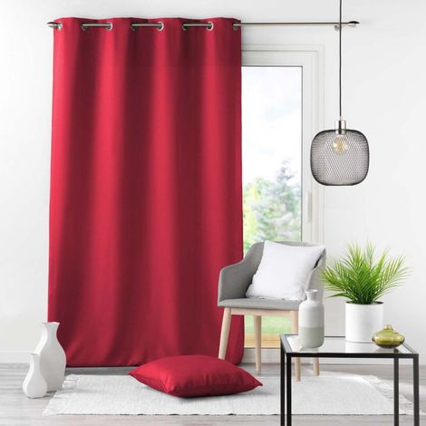 Rideau à Oeillets "Essentiel" 140x280cm Rouge (1/4)