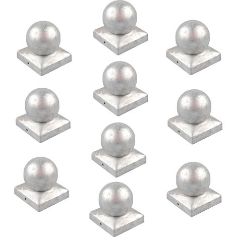10x Pfostenkappe verzinkt 91 mm Kugel Abdeckkappe für Pfosten 9 x 9 cm