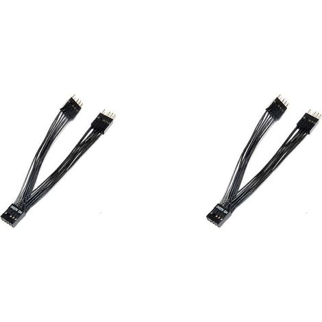 2x Motherboard-Audio-HD-Verlängerungskabel, 9-polig, 1 Buchse auf 2 Stecker, Y-Splitterkabel, schwarz, 10 cm (1/5)
