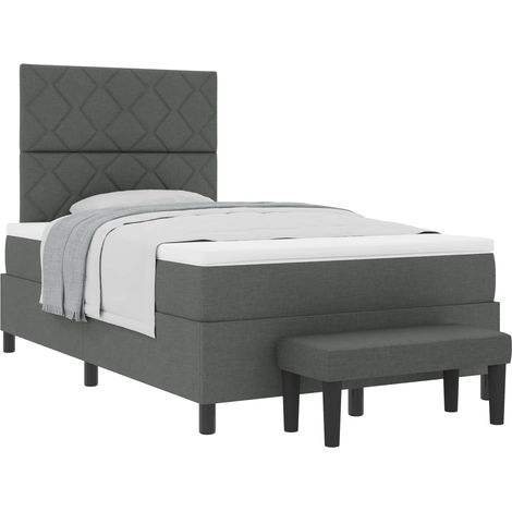 Box Spring Bed with Mattress Dark Grey 120 x 190 cm Fabric vidaXL (1/5)