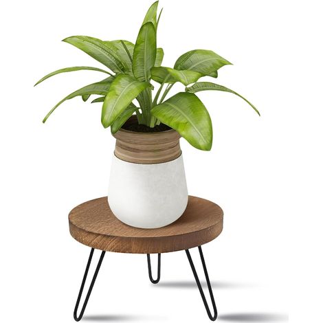 Supporto per piante in legno, sgabello rotondo resistente con 3 gambe per vasi di diverse dimensioni, sgabello per fiori per uso interno ed esterno in giardino. (1/5)