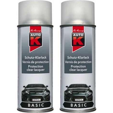 Lot de 2 bombes aérosol vernis de finition transparent satiné Auto-K 400ml