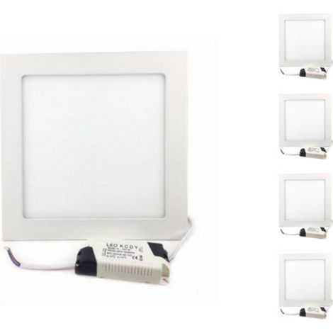 Spot LED Encastrable Carré BLANC 18W - Pack de 5 - Blanc Chaud 2300K - 3500K - SILAMP (1/4)
