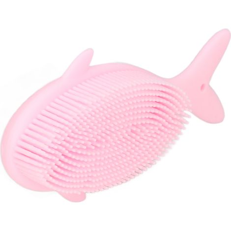 Brosse de bain bébé forme baleine cartoon, silicone doux cheveux, massage shampooing nettoyage douche accessoire jouet bain enfant rose