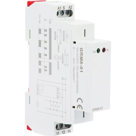 GRM8-01 Elektronisches Impulsrelais, Verriegelungs-/Speicherrelais, AC/DC 12-240 V