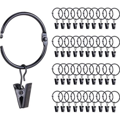 Set di 42 anelli apribili per tende con clip, diametro interno di 2,5 cm.
