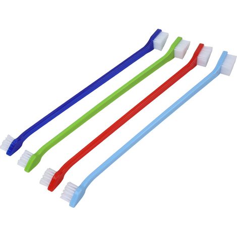 Set de 4 cepillos dentales antiplaca para perros y gatos, 4 colores, cabezales de diferentes tamaños