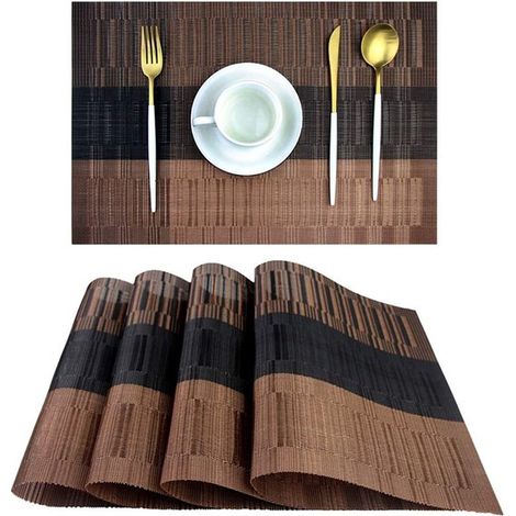 Ein Set aus 5 Platzsets 30 x 45 cm rutschfest abwaschbar PVC-Material reißfest hitzebeständig fleckenabweisend geeignet für Küchen und Esstische (1/5)