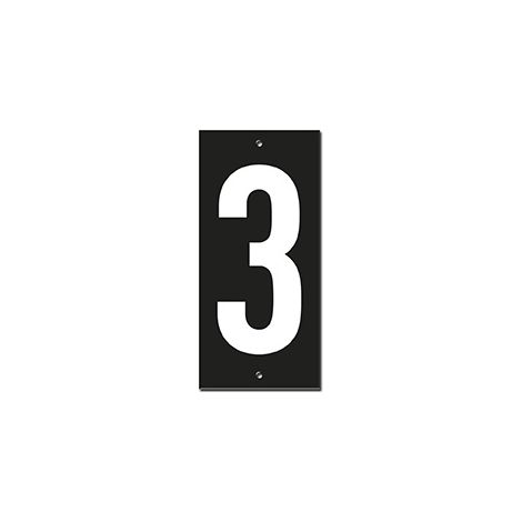 Targa numero civico 3 - 56X130mm - in ABS nero scritta bianca a rilievo, da avvitare - THIRARD (1/2)