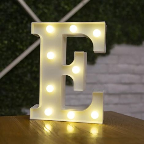 Lettre Allume la Forme de Symbole de LED, Lampes de Table de chapiteau en Plastique d'alphabet, fête de Mariage d'anniversaire Tous Les Jours à la Maison tenture Murale Decor-E (1/5)