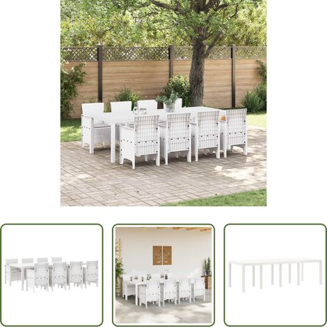 vidaXL Terrasse - Garten Essgruppe 9 pcs Weiß Polypropylen (1/5)