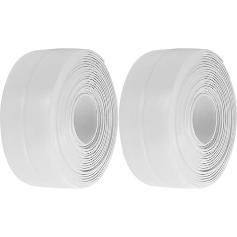 Lot de 2 bandes adhésives d'étanchéité murales en PVC imperméable et anti-moisissure pour cuisine et salle de bain, 38 mm x 3,2 m, blanc (1/5)