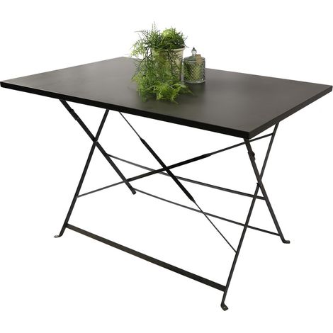 Rechteckiger klappbarer Gartentisch – 110x70x70 cm – Graues Metall – Praktisch und robust