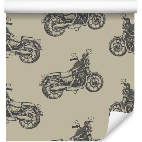 Papier peint motos vintage pour salon et chambre 50x1000 cm (1/5)