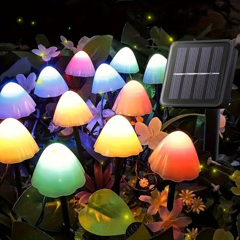 Lampes solaires d'extérieur en forme de champignons sur piquet — Éclairage décoratif de jardin à LED (6,5 m, 30 LED) (1/5)