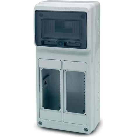 Quadro vuoto, 506x230x150mm, 8 moduli, 2 prese interbloccate, compatibile con prese serie 19 - Rosi 18.3008 (1/5)